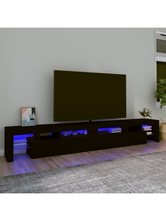 Televizoriaus spintelė su LED apšvietimu, juoda, 260x36,5x40cm