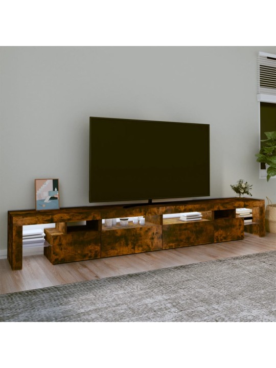 Televizoriaus spintelė su LED, dūminio ąžuolo, 260x36,5x40cm
