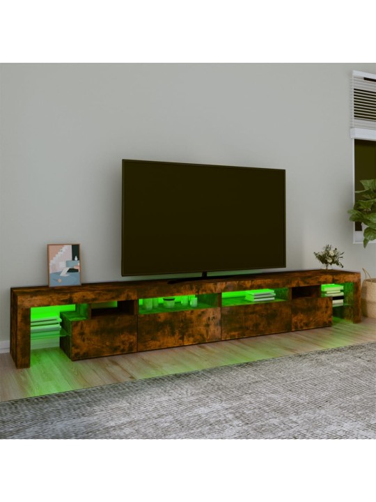 Televizoriaus spintelė su LED, dūminio ąžuolo, 260x36,5x40cm