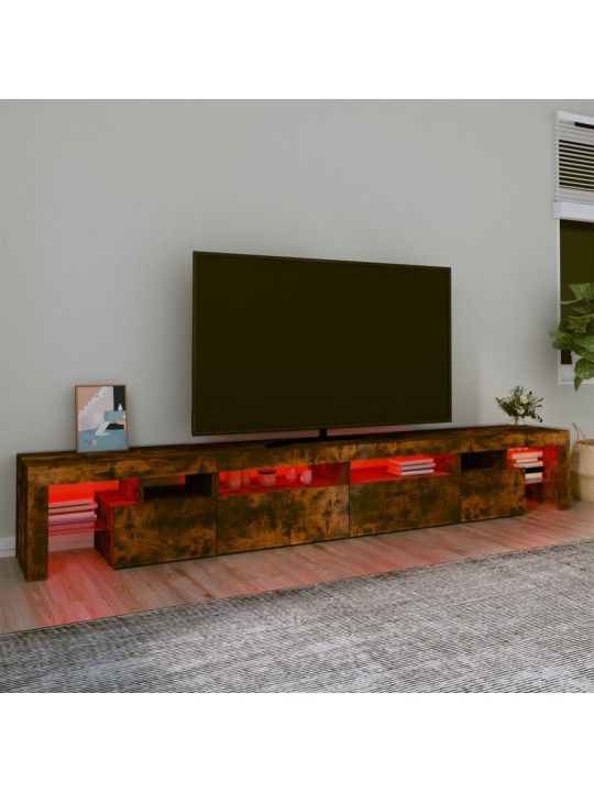 Televizoriaus spintelė su LED, dūminio ąžuolo, 260x36,5x40cm