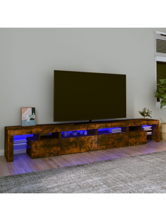 Televizoriaus spintelė su LED, dūminio ąžuolo, 260x36,5x40cm