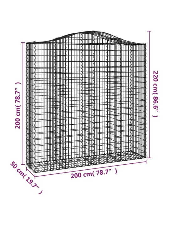 Išlenktas gabiono krepšys, 200x50x200/220 cm, geležis