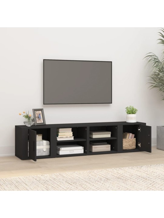 Televizoriaus spintelės, 2vnt., juodos, 80x31,5x36cm, mediena
