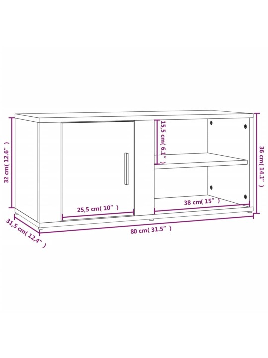 Televizoriaus spintelės, 2vnt., juodos, 80x31,5x36cm, mediena