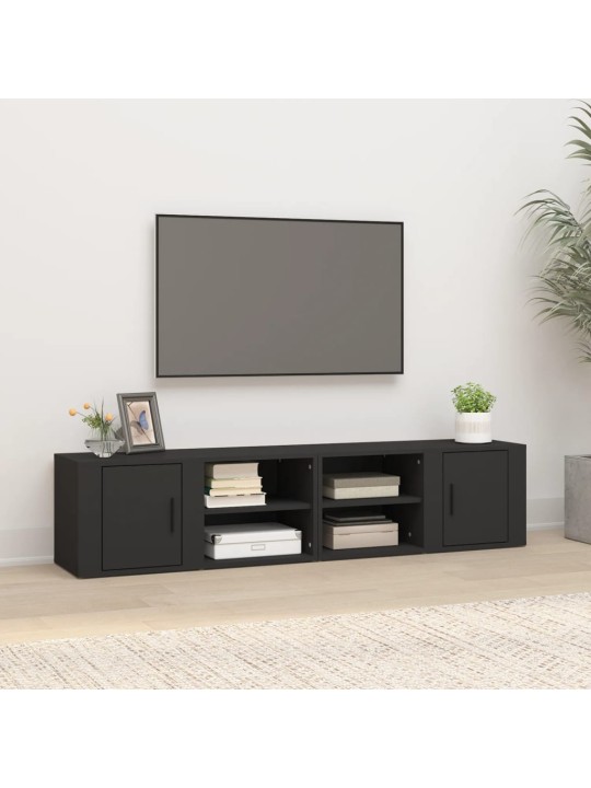 Televizoriaus spintelės, 2vnt., juodos, 80x31,5x36cm, mediena