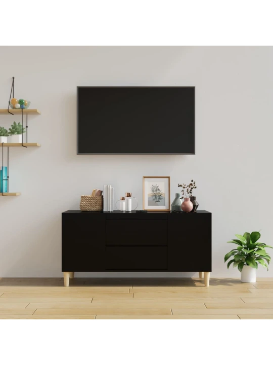 Televizoriaus spintelė, juodos spalvos, 102x44,5x50cm, mediena