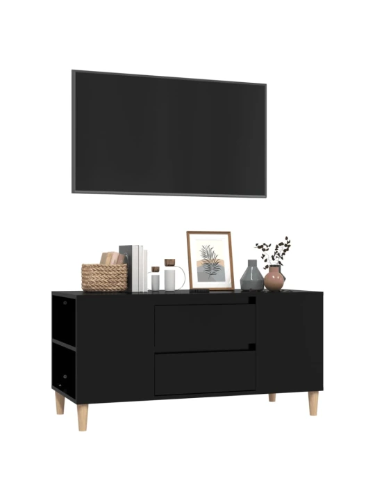 Televizoriaus spintelė, juodos spalvos, 102x44,5x50cm, mediena