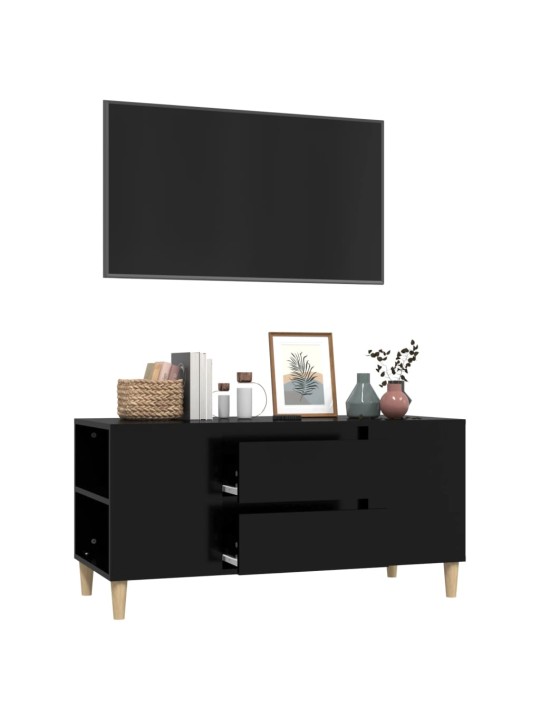 Televizoriaus spintelė, juodos spalvos, 102x44,5x50cm, mediena