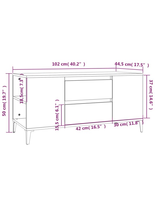 Televizoriaus spintelė, juodos spalvos, 102x44,5x50cm, mediena