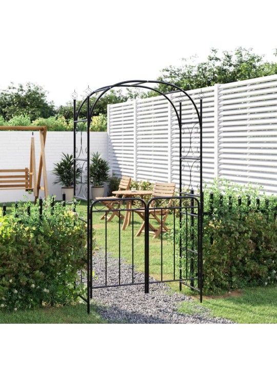 Sodo arka su varteliais, juodos spalvos, 108x45x235cm, plienas