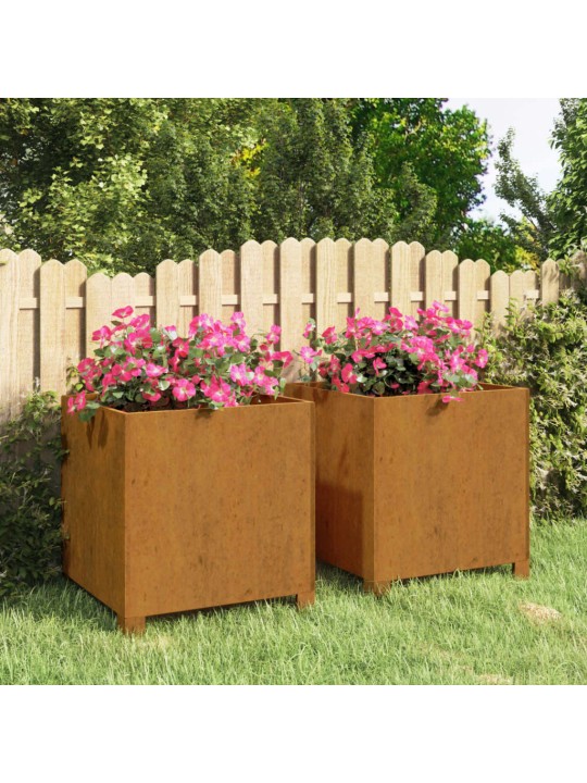 Loveliai su kojelėm, 2vnt., rūdžių, 42x40x43cm, Corten plienas