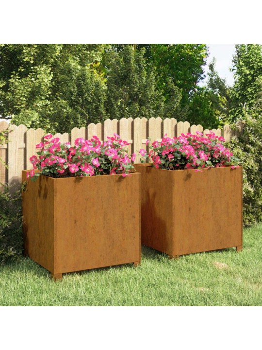 Loveliai su kojelėm, 2vnt., rūdžių, 49x47x50cm, Corten plienas
