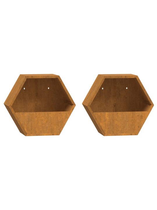 Sieniniai loveliai, 2vnt., rūdžių, 30x10x25cm, Corten plienas