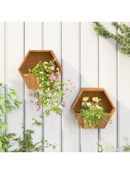 Sieniniai loveliai, 2vnt., rūdžių, 30x10x25cm, Corten plienas