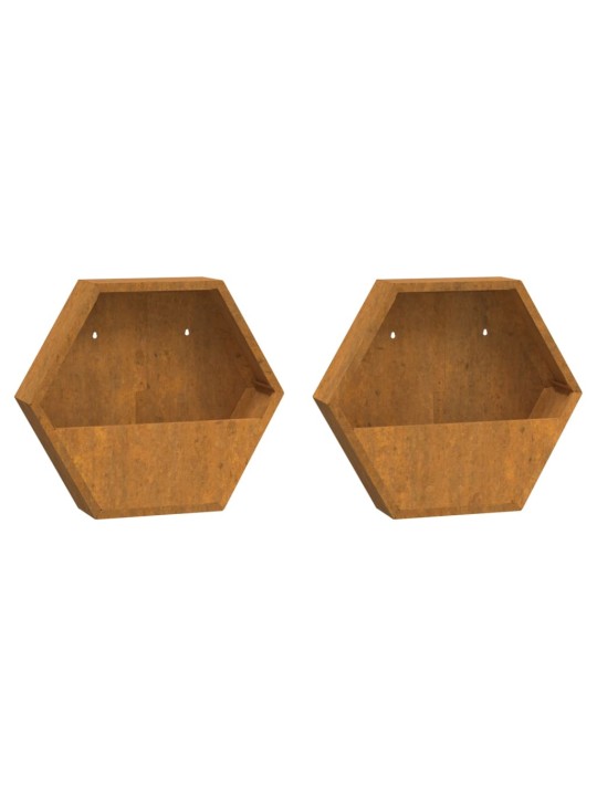 Sieniniai loveliai, 2vnt., rūdžių, 46x10x40cm, Corten plienas