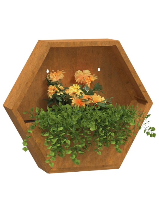 Sieniniai loveliai, 2vnt., rūdžių, 46x10x40cm, Corten plienas
