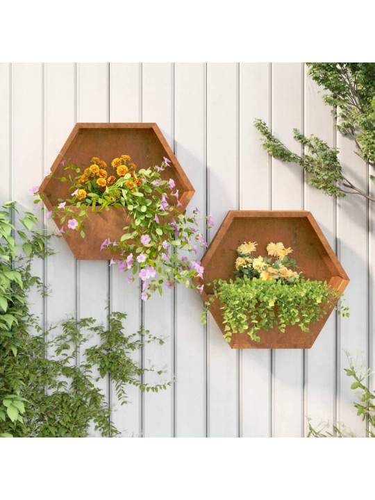Sieniniai loveliai, 2vnt., rūdžių, 46x10x40cm, Corten plienas