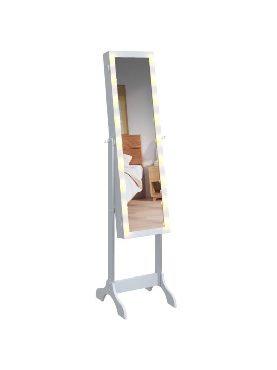 Laisvai pastatomas veidrodis su LED, baltas, 34x37x146cm