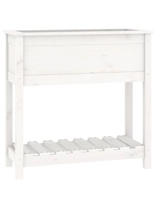 Lovelis su lentyna, baltas, 82,5x34,5x81cm, pušies masyvas