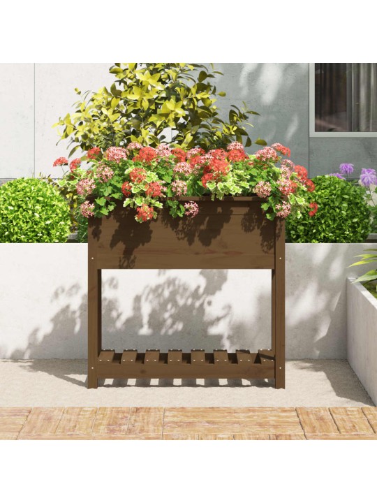 Lovelis su lentyna, medaus rudas, 82,5x34,5x81cm, pušis
