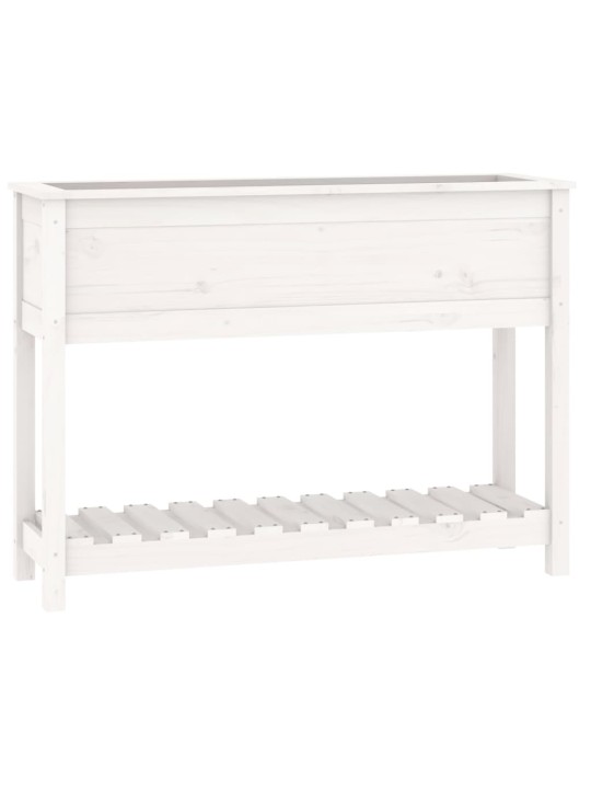 Lovelis su lentyna, baltas, 111,5x34,5x81cm, pušies masyvas