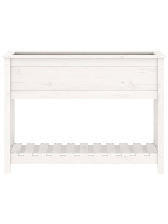 Lovelis su lentyna, baltas, 111,5x34,5x81cm, pušies masyvas