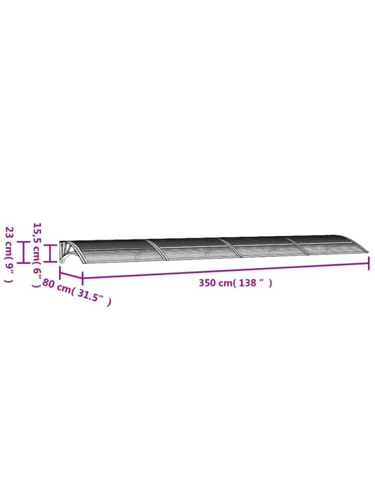 Stogelis durims, juodos spalvos, 350x80cm, polikarbonatas