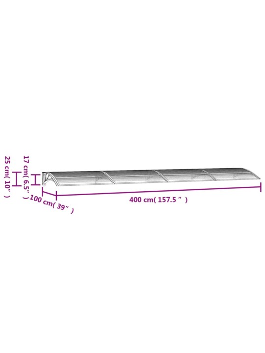 Stogelis durims, juodos spalvos, 400x100cm, polikarbonatas