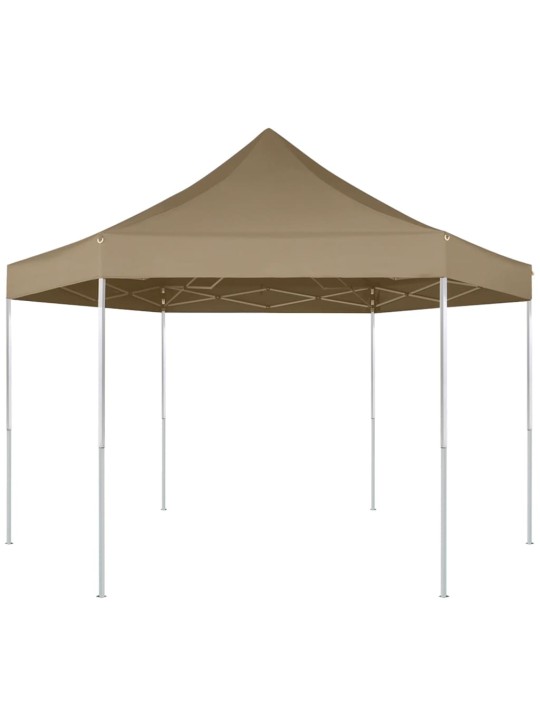 Šešiakampė išskleidžiama sulankstoma palapinė, taupe, 3,6x3,1m