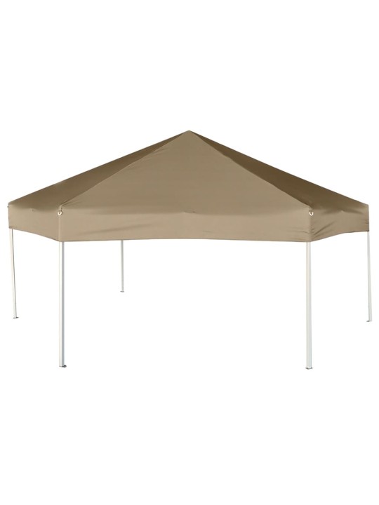 Šešiakampė išskleidžiama palapinė su sienomis, taupe, 3,6x3,1m