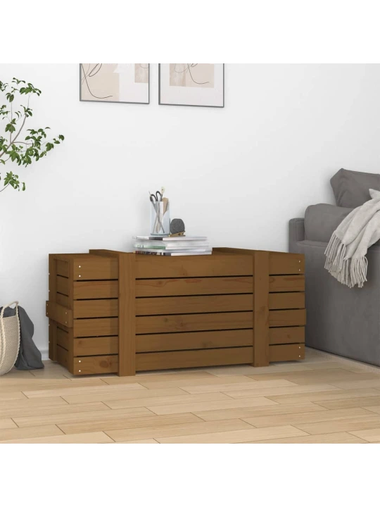 Daiktadėžė, medaus ruda, 91x40,5x42cm, pušies medienos masyvas