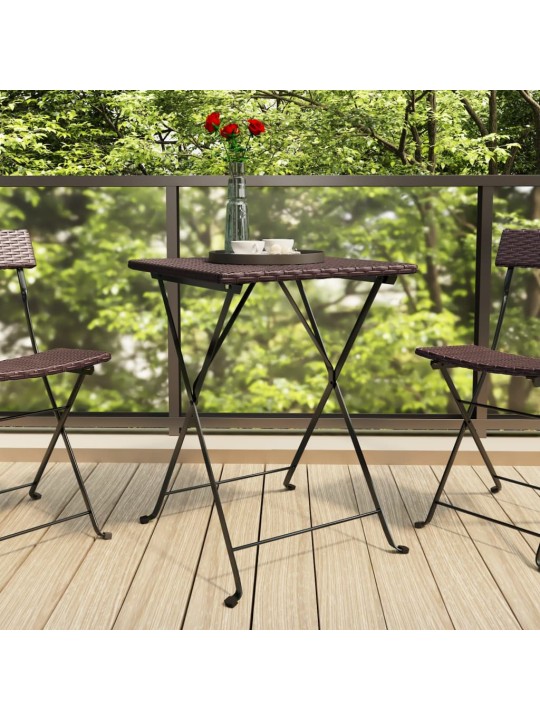 Sulankstomas bistro stalas, rudas, 55x54x71cm, poliratanas