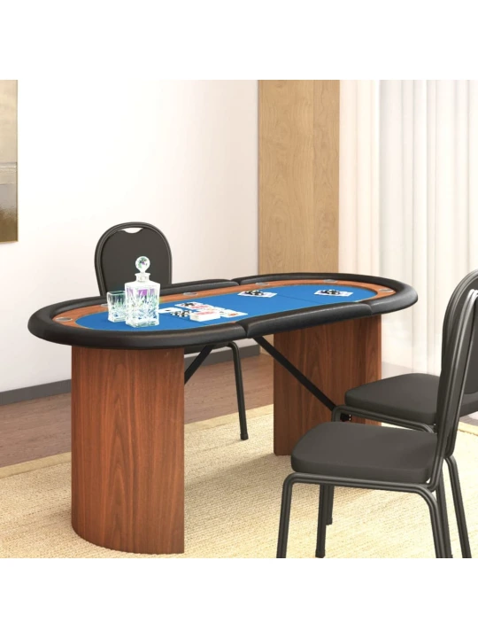 Pokerio stalas, mėlynos spalvos, 160x80x75cm, 10 žaidėjų
