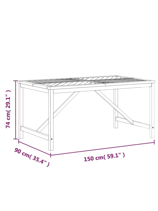 Sodo valgomojo stalas, 150x90x74cm, akacijos medienos masyvas