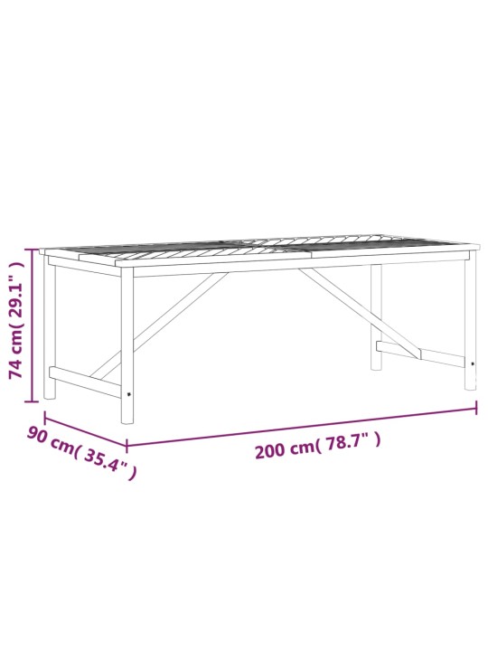 Sodo valgomojo stalas, 200x90x74cm, akacijos medienos masyvas