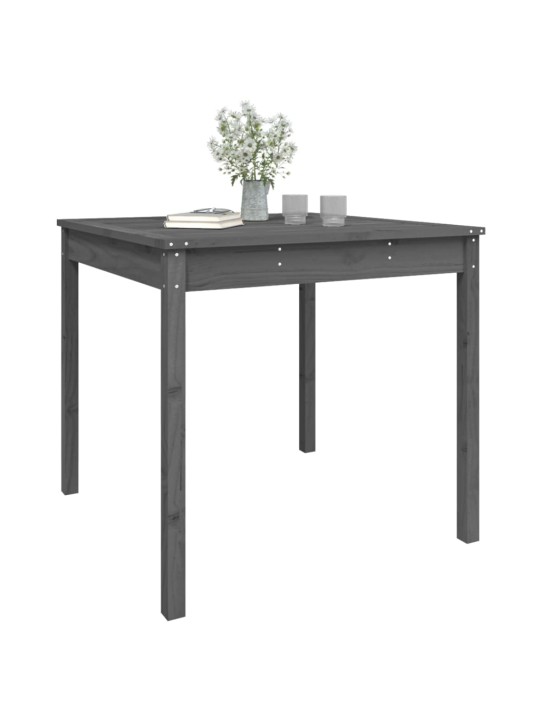 Sodo stalas, pilkas, 82,5x82,5x76cm, pušies medienos masyvas