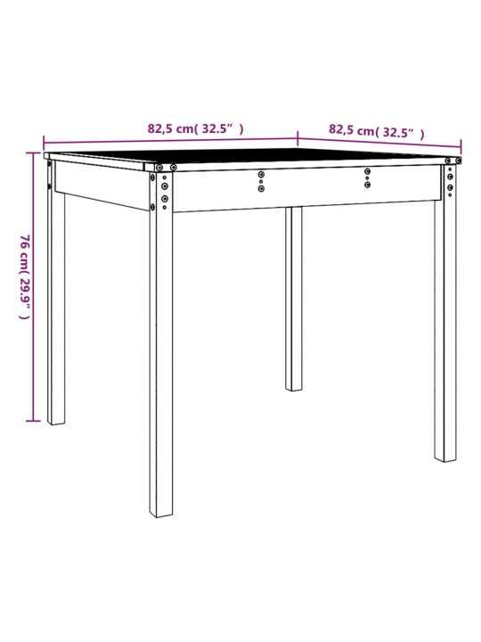 Sodo stalas, 82,5x82,5x76cm, duoglas eglės medienos masyvas