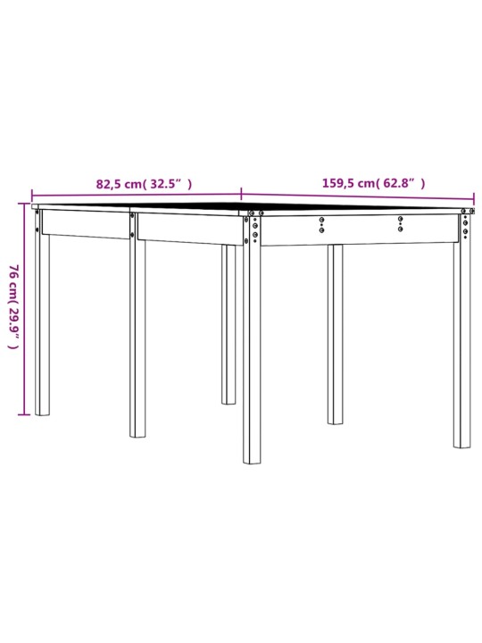 Sodo stalas, 159,5x82,5x76cm, pušies medienos masyvas