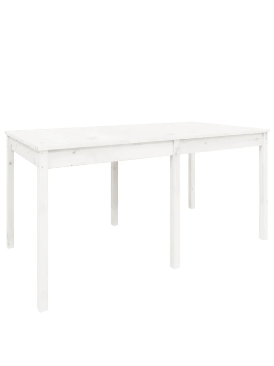 Sodo stalas, baltas, 159,5x82,5x76cm, pušies medienos masyvas