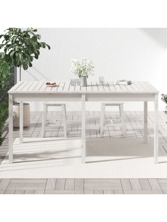 Sodo stalas, baltas, 159,5x82,5x76cm, pušies medienos masyvas