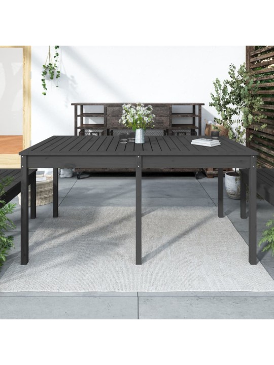 Sodo stalas, pilkas, 159,5x82,5x76cm, pušies medienos masyvas