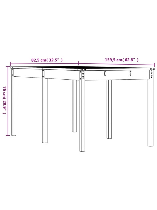 Sodo stalas, 159,5x82,5x76cm, duoglas eglės medienos masyvas