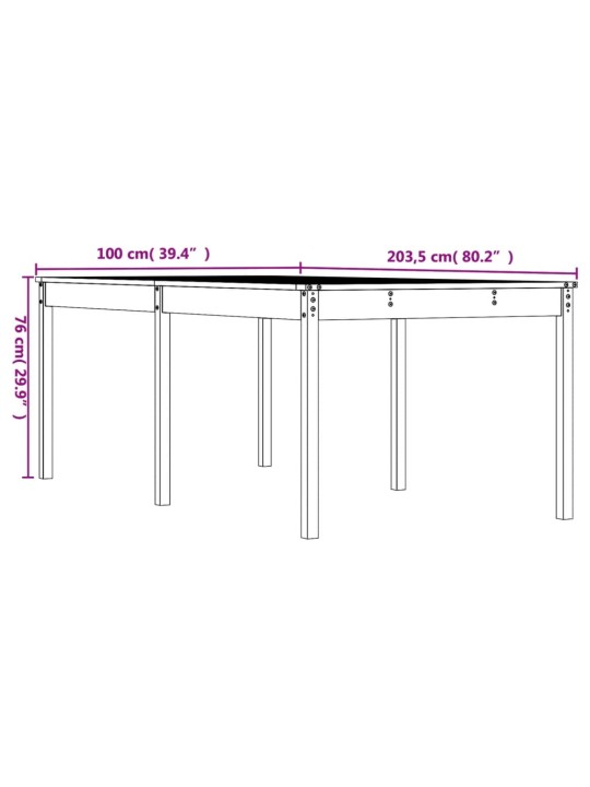 Sodo stalas, 203,5x100x76cm, duoglas eglės medienos masyvas