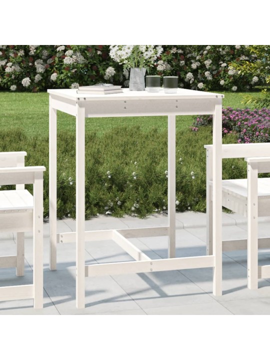 Sodo stalas, baltas, 82,5x82,5x110cm, pušies medienos masyvas