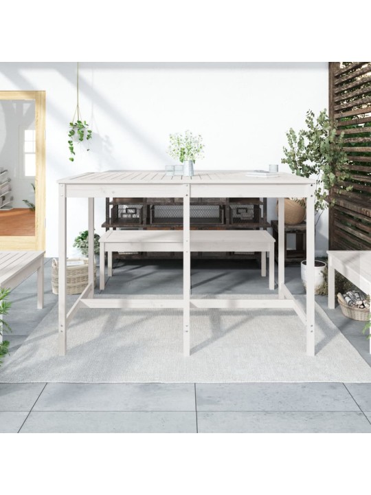 Sodo stalas, baltas, 159,5x82,5x110cm, pušies medienos masyvas