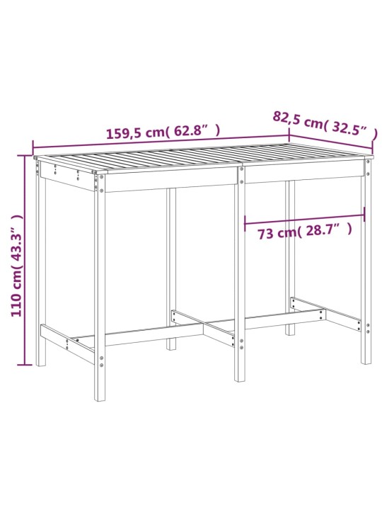 Sodo stalas, 159,5x82,5x110cm, duoglas eglės medienos masyvas