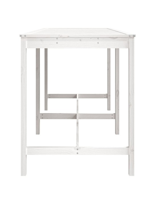 Sodo stalas, baltas, 203,5x90x110cm, pušies medienos masyvas