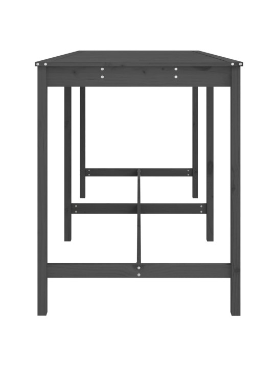 Sodo stalas, pilkas, 203,5x90x110cm, pušies medienos masyvas