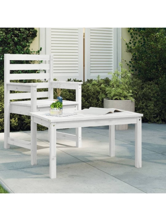 Sodo stalas, baltas, 82,5x50,5x45cm, pušies medienos masyvas