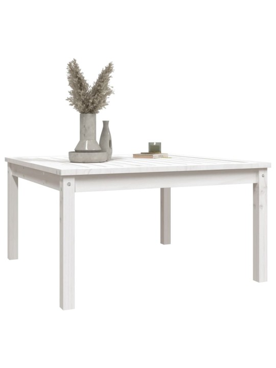 Sodo stalas, baltas, 82,5x82,5x45cm, pušies medienos masyvas